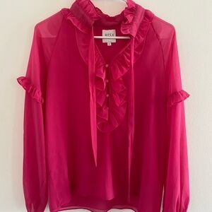MISA Los Angeles Women's Pink Ruffle Blouse